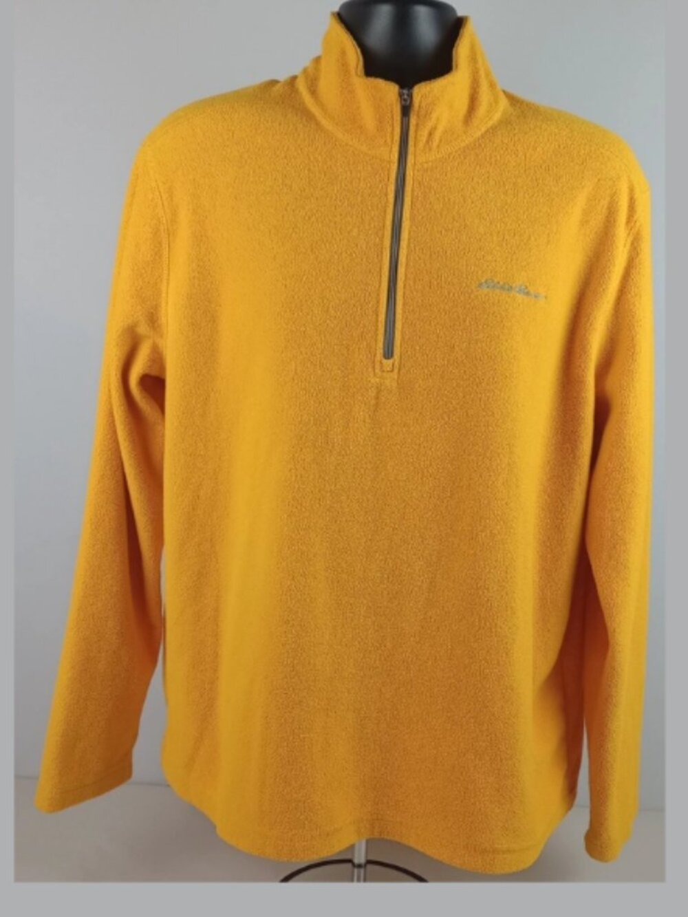 Eddie‎ Bauer Men's L Yellow 1/4 Zip Mock Neck Long Sleeve Pullover Sweatshirt